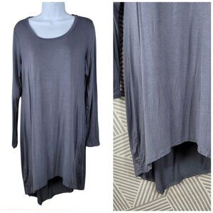 LOGO Lori Goldstein Layers Asymmetrical Tunic Top Medium Long Sleeve Stretch